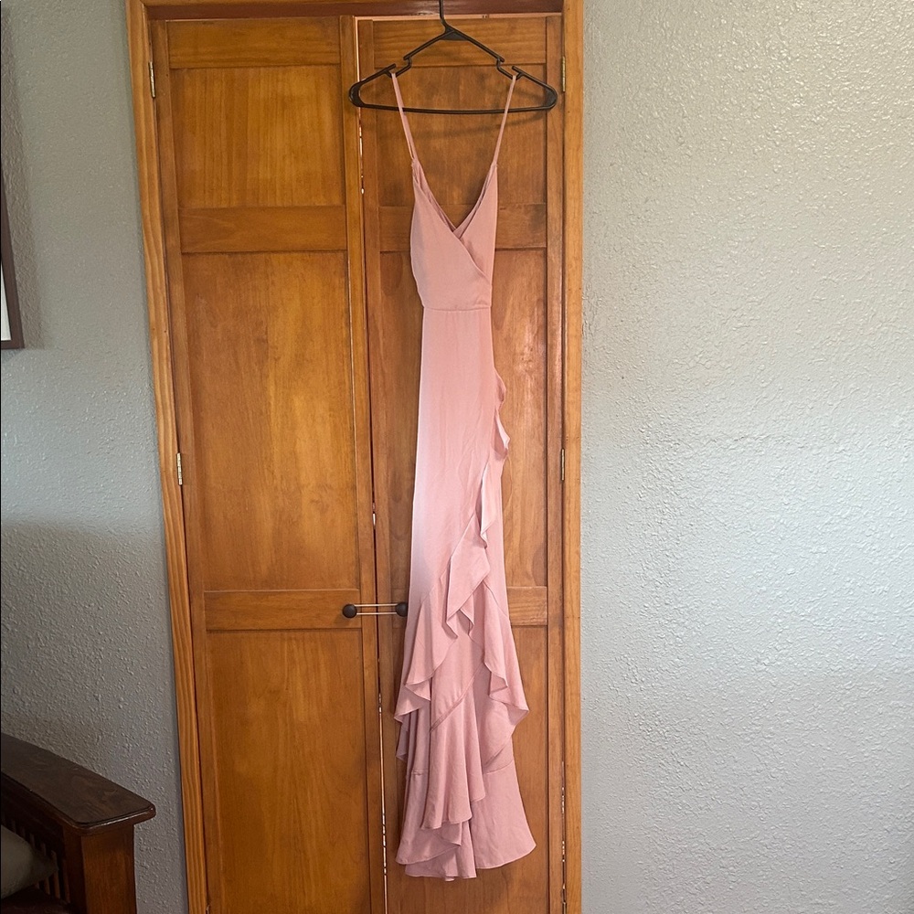 Elegant Pink Ruffled Maxi Dress